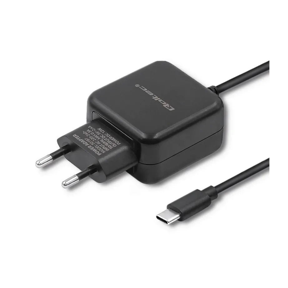 Qoltec 50197 12W 5V 2.4A USB-C must seinalaadija 1 m kaabliga nutitelefonidele ja tahvelarvutitele