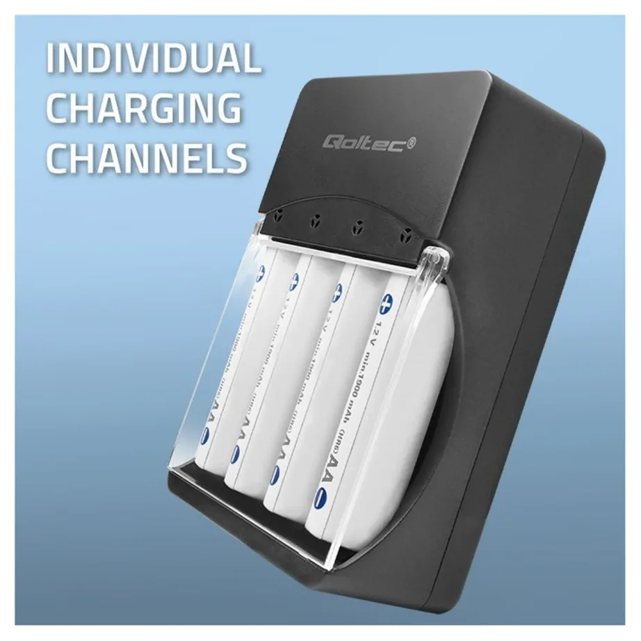 Qoltec 50653 4xAA/AAA Ni-MH akulaadija 220 V, 1,2 V väljundiga, ohutuskaitsetega – 3