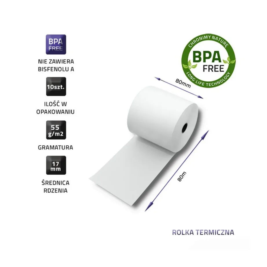 Qoltec 51892 79 mm valge termopaberirull, rulli diameeter 17 mm, 10 tk pakis – 3