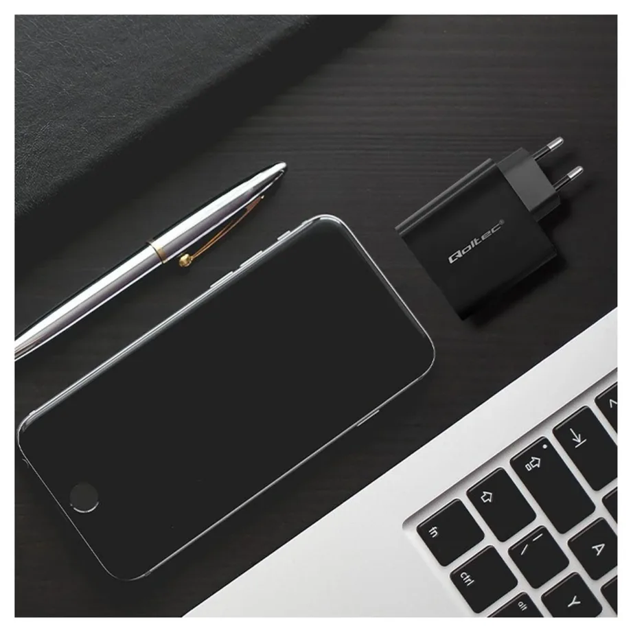 Qoltec 52379 65 W USB-C kiirlaadija, must, 1 port, PD 3.0, 220–240 V, ülepingekaitsega – 6