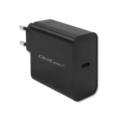 Qoltec 52379 65 W USB-C kiirlaadija, must, 1 port, PD 3.0, 220–240 V, ülepingekaitsega