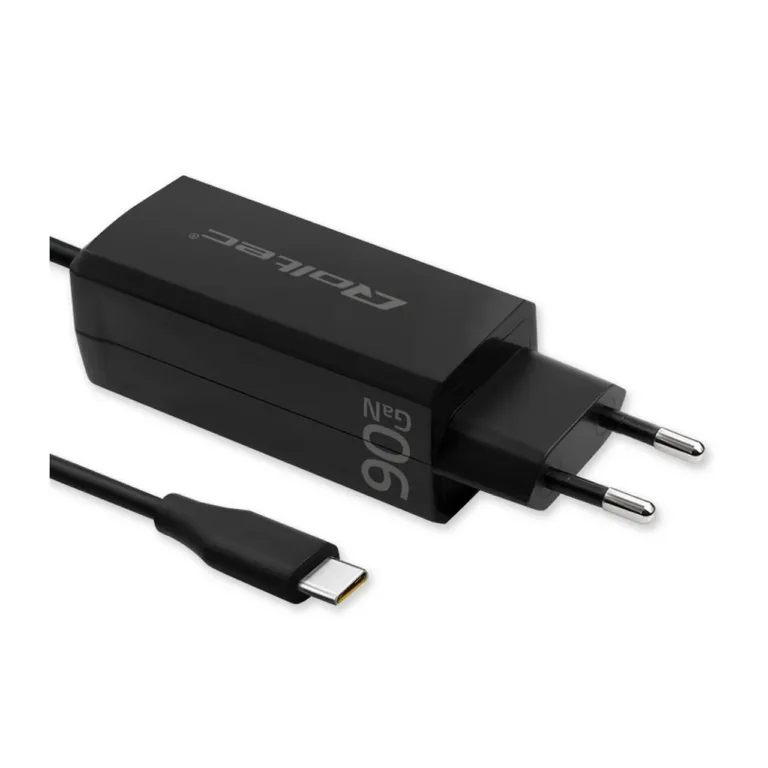 Qoltec 52420 90W USB-C GaN universaalne sülearvuti toiteadapter, 1,8 m, must