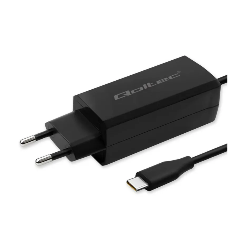 Qoltec 52420 90W USB-C GaN universaalne sülearvuti toiteadapter, 1,8 m, must