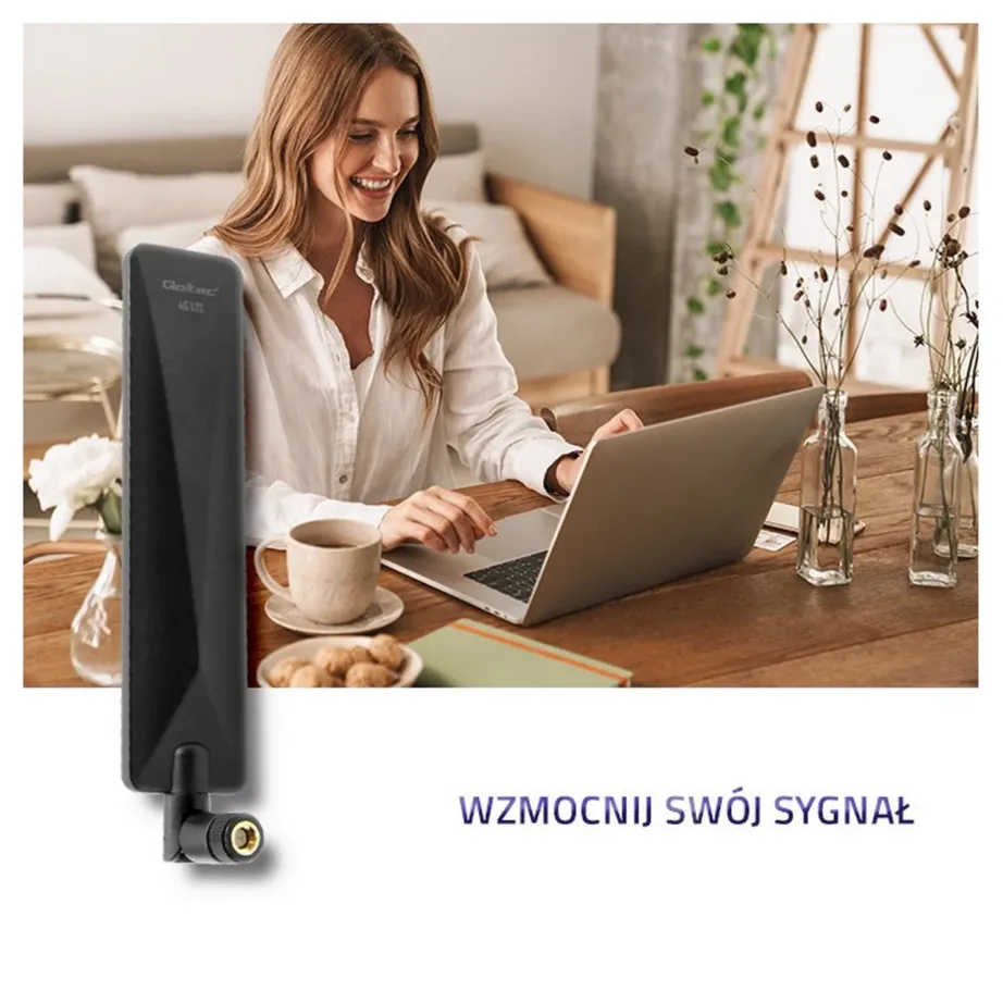 Qoltec 57018 7 dBi 600–2700 MHz must omnidirektsionaalne siseruumide 4G LTE antenn, SMA liidesega – 5