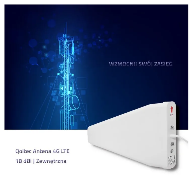 Qoltec 57021 18 dBi valge 4G LTE välisanten, omnidirektsionaalne, 600–2700 MHz, vertikaalne polarisatsioon, SMA