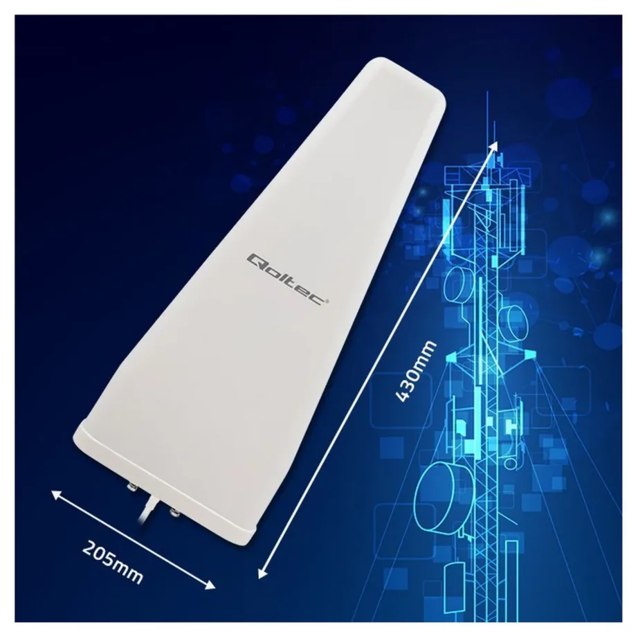 Qoltec 57043 14 dBi valge omnidirektsionaalne 4G LTE välisantenn 600–2700 MHz välitingimustesse – 2