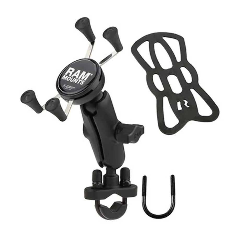 RAM Mounts RAM-B-149Z-UN7U universaalne X-Grip jalgratta/mootorratta telefonikinnitus, alumiinium/plastik, must, 0,5–1,25″ lenksule, ühilduvus iPhone/Samsung/Sony ja teistega – 2