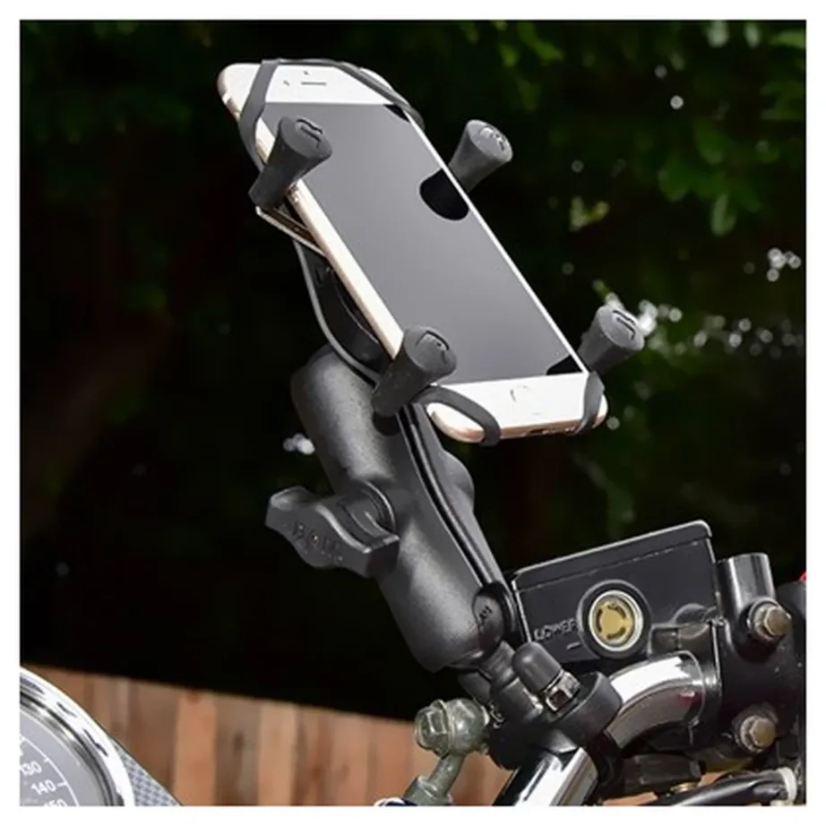 RAM Mounts RAM-B-149Z-UN7U universaalne X-Grip jalgratta/mootorratta telefonikinnitus, alumiinium/plastik, must, 0,5–1,25″ lenksule, ühilduvus iPhone/Samsung/Sony ja teistega – 3
