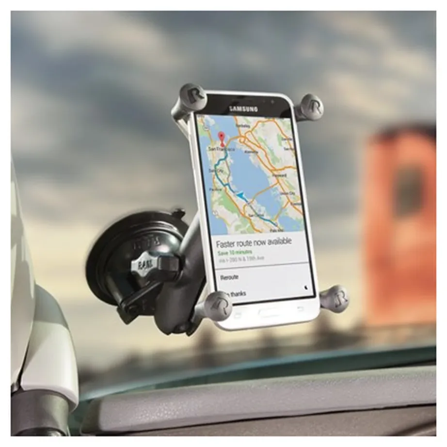 RAM Mounts RAM-B-166-UN10U reguleeritav X-Grip suur mobiiltelefonide hoidik, must, alumiiniumist ja komposiitmaterjalist, iminapaga, autole või jalgrattale – 2