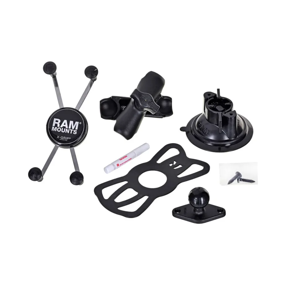 RAM Mounts RAM-B-166-UN10U reguleeritav X-Grip suur mobiiltelefonide hoidik, must, alumiiniumist ja komposiitmaterjalist, iminapaga, autole või jalgrattale – 7