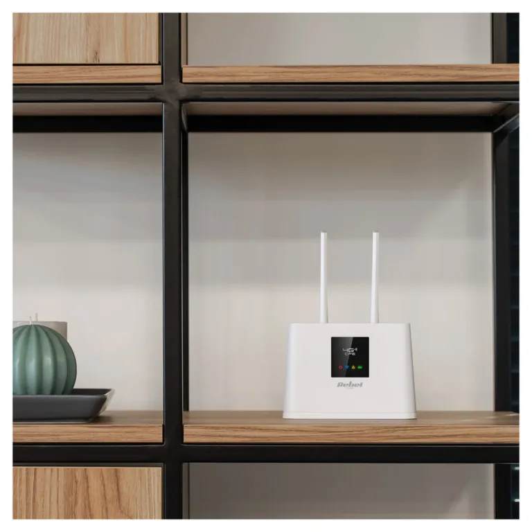 Rebel RB-0702 4G LTE SIM-kaardiga ruuter 2.4 GHz WiFi 150 Mbit/s valge, välisantenni ja Ethernet LAN-iga lauaruuter