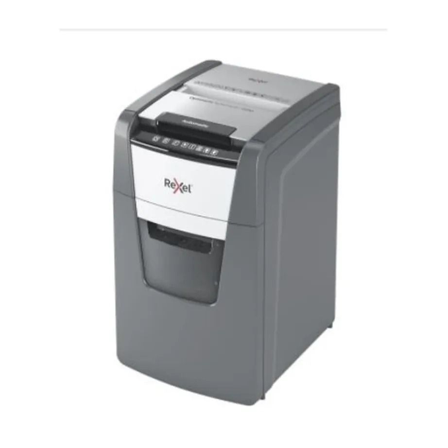 Rexel AutoFeed+ 150M automaatne P-5 mikro-lõikega paberihävitaja, 150 lehte, alumiiniumkorpuses, 44L, 2x15mm, mudel 2020150MEU – 3