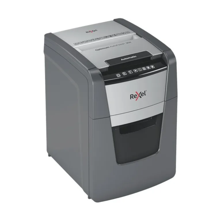 Rexel AutoFeed+ 90X 34L 4x28mm P-4 ristlõikega paberihävitaja A4 jaoks, 90-lehe automaatne söötmine, must/hall