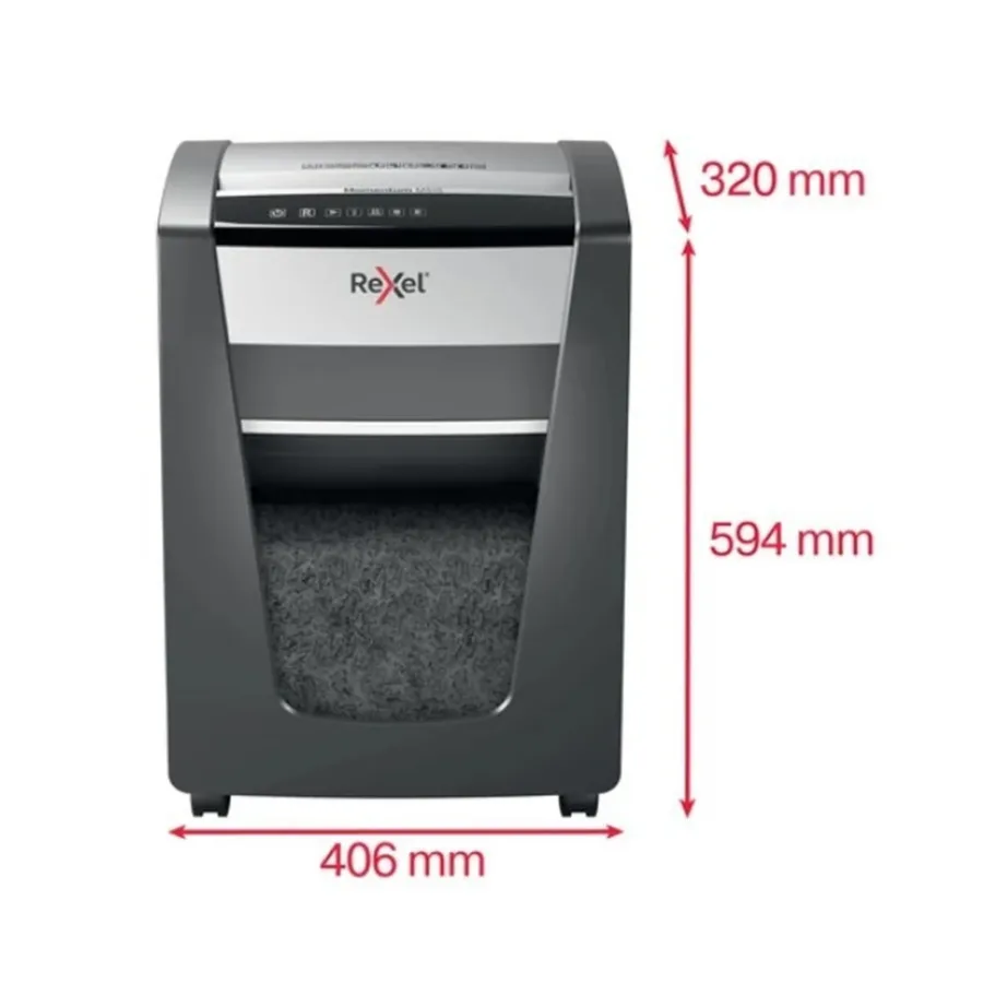 Rexel Momentum M515 230 mm mikro-lõikega must paberihävitaja, P-5 turbetase, 15 lehte korraga, 30L konteiner, mudel 2104577EU – 4