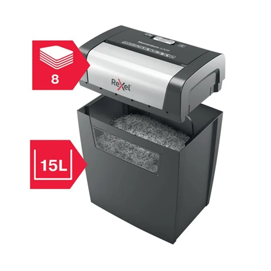 Rexel Momentum X308 8-leheline P-3 must paberipurustaja 15L konteineriga – 6