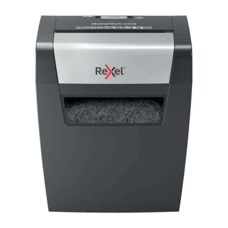 Rexel Momentum X308 8-leheline P-3 must paberipurustaja 15L konteineriga