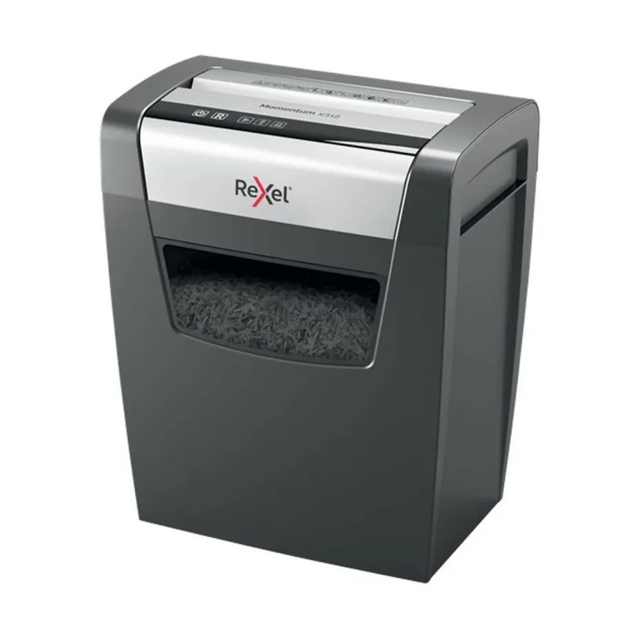 Rexel Momentum X312 12-leheline 23L must/hall ristlõikega paberihävitaja P-3 tasemega, ummistusvastane, 2104572EU – 2