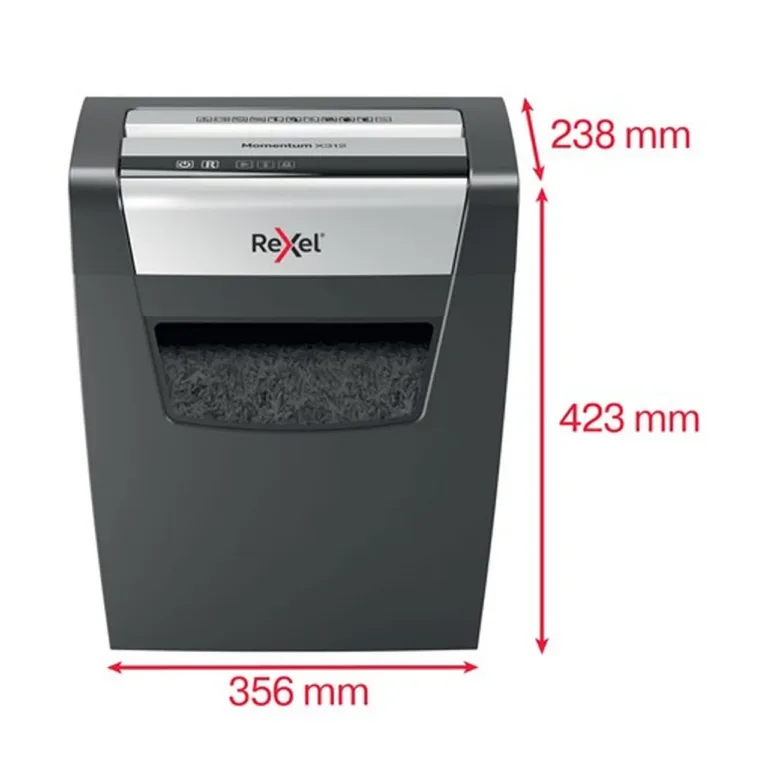 Rexel Momentum X312 12-leheline 23L must/hall ristlõikega paberihävitaja P-3 tasemega, ummistusvastane, 2104572EU