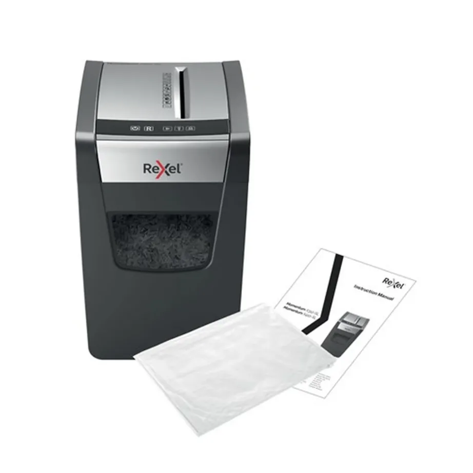 Rexel Momentum X312-SL 12-leheline 23L P-3 osakestega paberihävitaja, must/hall, 5×42 mm, ummistusvastane – 2