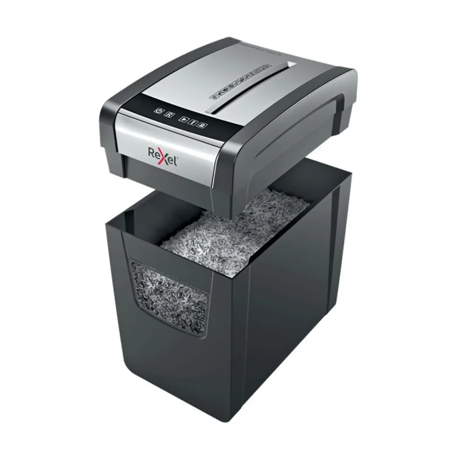 Rexel Momentum X312-SL 12-leheline 23L P-3 osakestega paberihävitaja, must/hall, 5×42 mm, ummistusvastane – 4