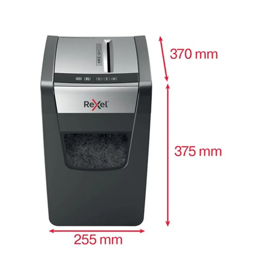 Rexel Momentum X312-SL 12-leheline 23L P-3 osakestega paberihävitaja, must/hall, 5×42 mm, ummistusvastane – 5