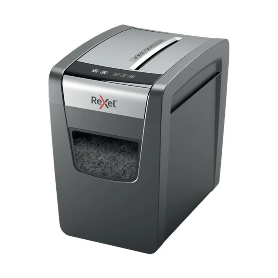 Rexel Momentum X410-SL 10-leheline P-4 ristlõikega paberihävitaja, 23L must/hall, 22 cm sisestusava, 2104573EU – 2
