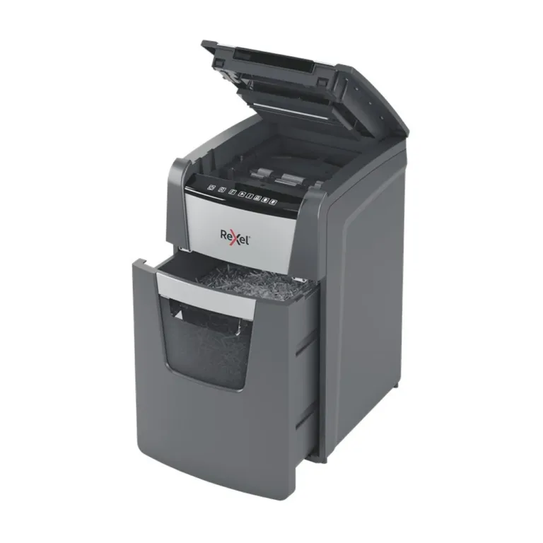 Rexel Optimum AutoFeed+ 130M P-5 44L mikrohakkur 130 lehe jaoks, ummistusvastane, klambrite ja kaartide hävitus, puutetundlik juhtimine