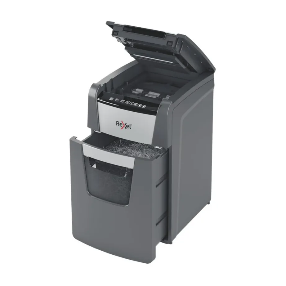 Rexel Optimum AutoFeed+ 130M P-5 44L mikrohakkur 130 lehe jaoks, ummistusvastane, klambrite ja kaartide hävitus, puutetundlik juhtimine – 4