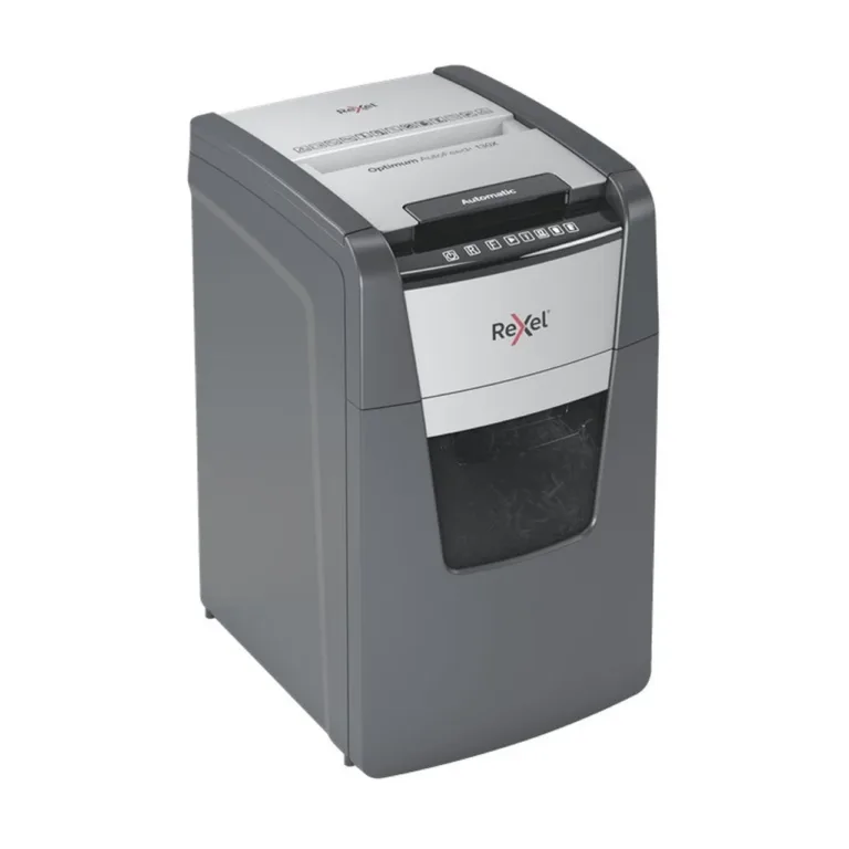 Rexel Optimum AutoFeed+ 130XEU 130-leheline 44L P-4 ristlõikega dokumendihävitaja, must/hõbe, A4, klambrite ja krediitkaartide hävitus, 22 cm töölaius, 55 dB