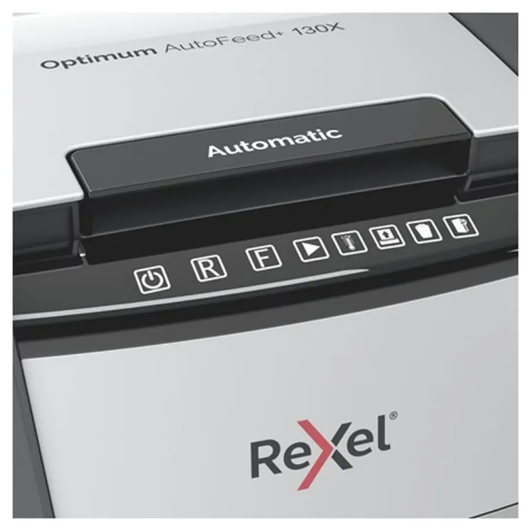 Rexel Optimum AutoFeed+ 130XEU 130-leheline 44L P-4 ristlõikega dokumendihävitaja, must/hõbe, A4, klambrite ja krediitkaartide hävitus, 22 cm töölaius, 55 dB