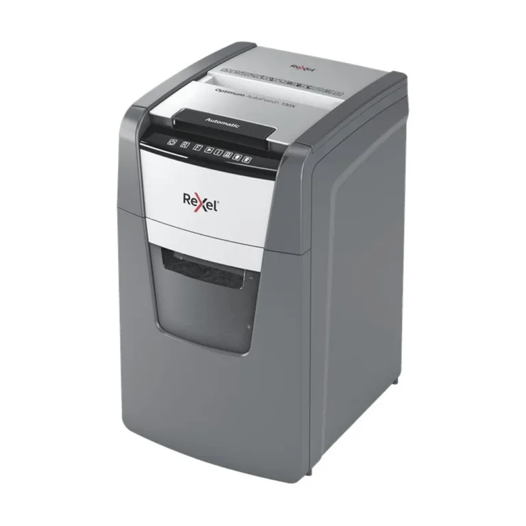 Rexel Optimum AutoFeed+ 130XEU 130-leheline 44L P-4 ristlõikega dokumendihävitaja, must/hõbe, A4, klambrite ja krediitkaartide hävitus, 22 cm töölaius, 55 dB