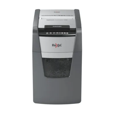 Rexel Optimum AutoFeed+ 130XEU 130-leheline 44L P-4 ristlõikega dokumendihävitaja, must/hõbe, A4, klambrite ja krediitkaartide hävitus, 22 cm töölaius, 55 dB