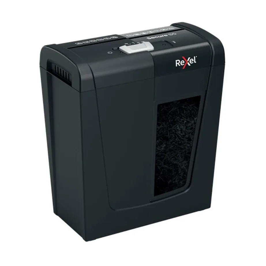 Rexel Secure S5 (2020121EU) 6 mm ribalõikusega paberihunt, 5-leheline, 10L, must, P-2 turvatase, A4, 70 dB – 5