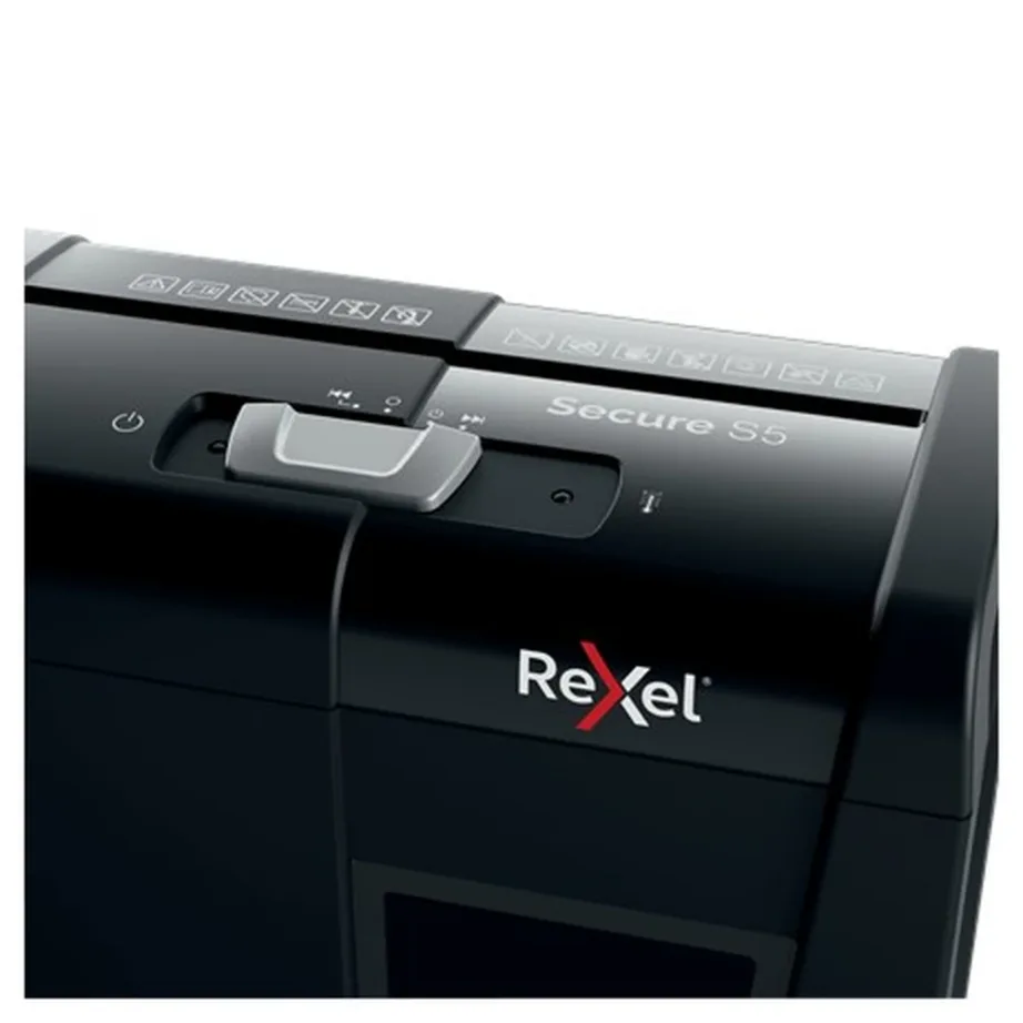 Rexel Secure S5 (2020121EU) 6 mm ribalõikusega paberihunt, 5-leheline, 10L, must, P-2 turvatase, A4, 70 dB – 6