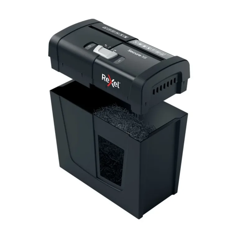 Rexel Secure X6 6-lehelise ristlõikega must paberihunt, 4x40 mm, P-4 turbetase, 10L konteiner, 2020122EU