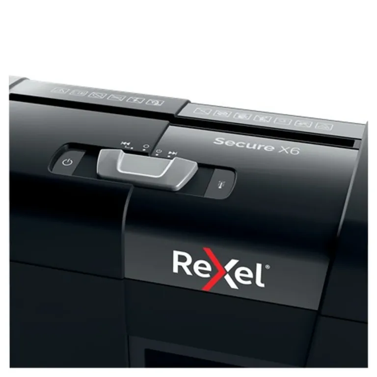 Rexel Secure X6 6-lehelise ristlõikega must paberihunt, 4x40 mm, P-4 turbetase, 10L konteiner, 2020122EU