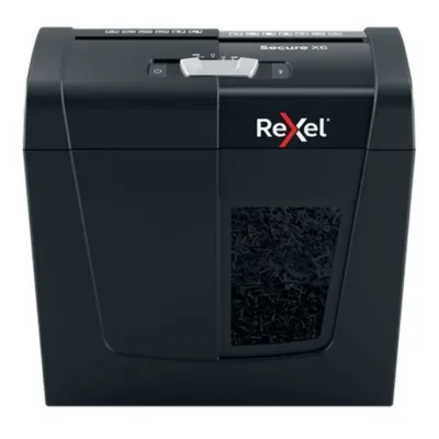 Rexel Secure X6 6-lehelise ristlõikega must paberihunt, 4x40 mm, P-4 turbetase, 10L konteiner, 2020122EU