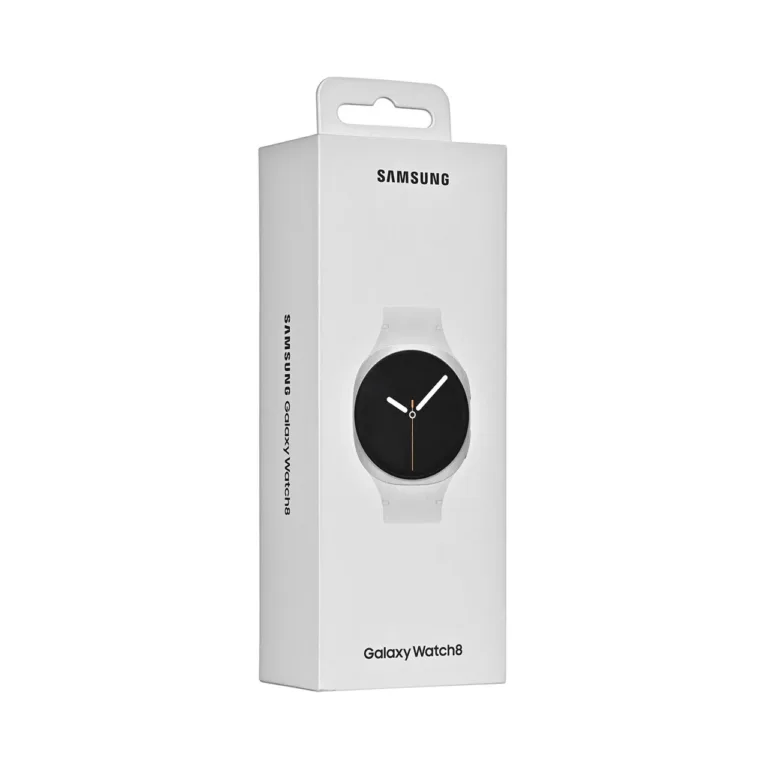 Samsung Galaxy Watch 8 SM-L320NZSAEUE 40 mm hõbedane/alumiiniumist nutikell AMOLED-ekraani, GPS-i, pulsimõõtja, Wi-Fi, 5 ATM veekindluse ja valge rihmaga
