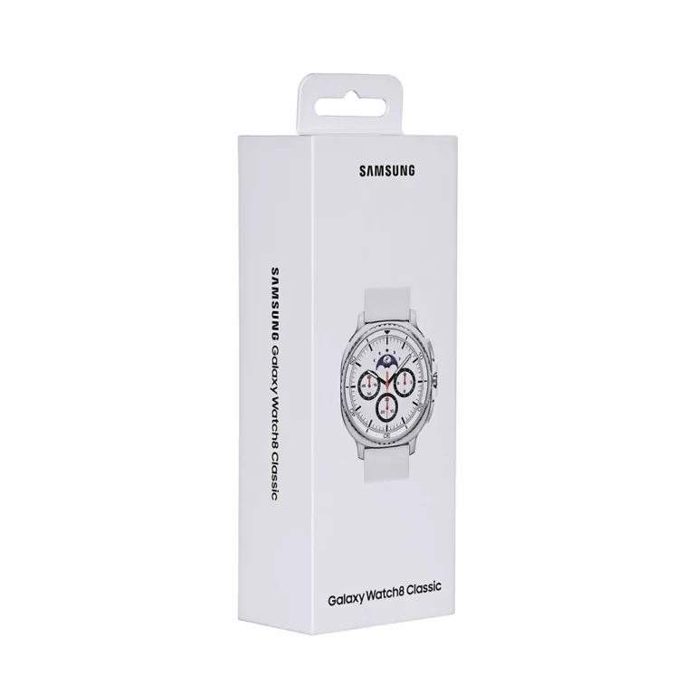 Samsung Galaxy Watch8 Classic SM-L505FZWAEUE 46 mm hõbedane nutikell, 1,3'' AMOLED, 4G, GPS, alumiiniumkorpus, safiirklaas, 64 GB, valge rihm