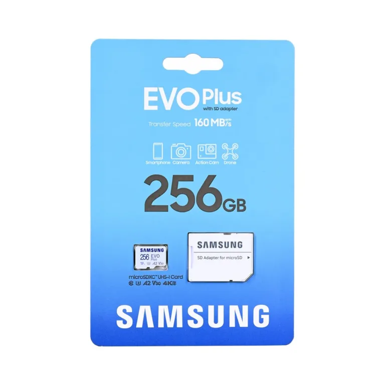 Samsung MB-MC256SA/EU 256 GB MicroSDXC UHS-I U3 A2 V30 mälukaart 160MB/s valge, SD-adapteriga, veekindel