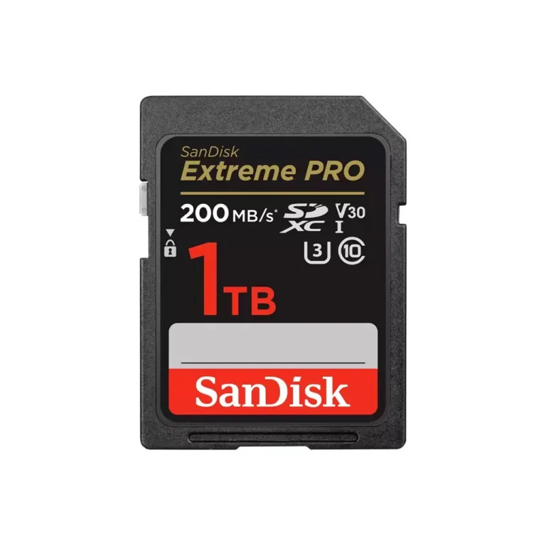 SanDisk Extreme PRO SDSDXXD-1T00-GN4IN 1TB must SDXC UHS-I Class 10 V30 U3 mälukaart (200 MB/s, veekindel, põrutuskindel, röntgenikindel)
