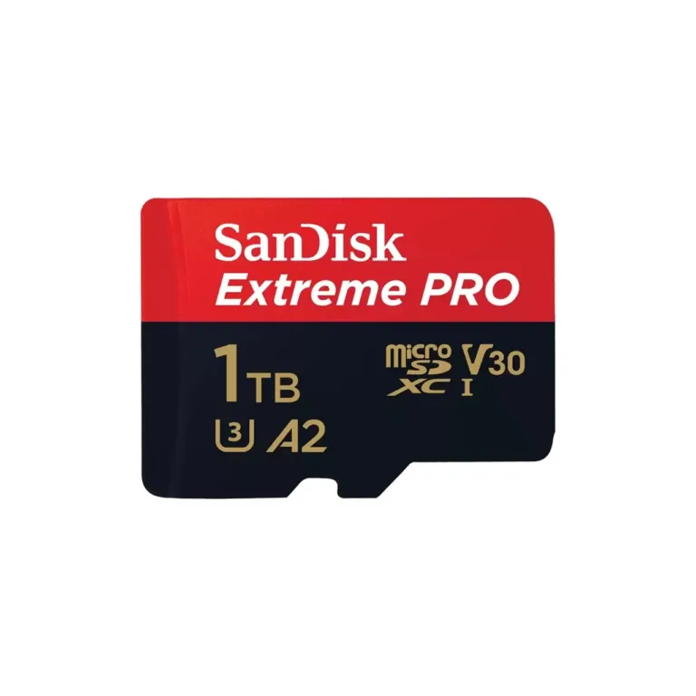 SanDisk Extreme PRO SDSQXCD-1T00-GN6MA 1TB MicroSDXC UHS-I Class 10 (U3, V30, A2) must/punane mälukaart, 200 MB/s lugemiskiirus, veekindel, SD-adapteriga