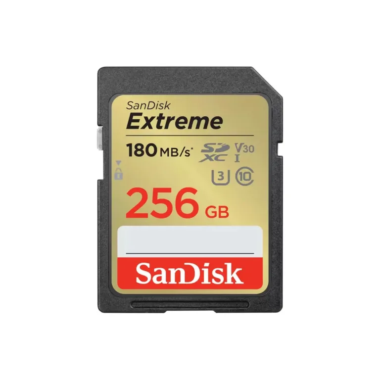 SanDisk Extreme SDSDXVV-256G-GNCIN 256GB SDXC UHS-I U3 V30 180MB/s mälukaart, must/kuldne, veekindel ja temperatuurikindel