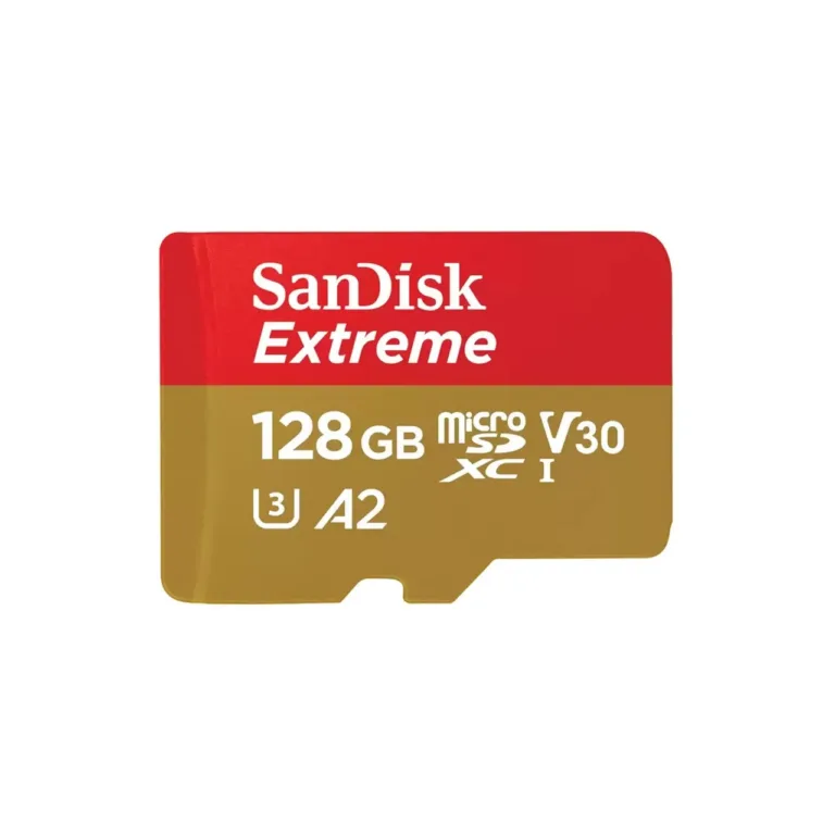 SanDisk Extreme SDSQXAA-128G-GN6MA 128GB microSDXC UHS-I Class 10 V30 U3 190MB/s mälukaart SD-adapteriga, kuldne/punane