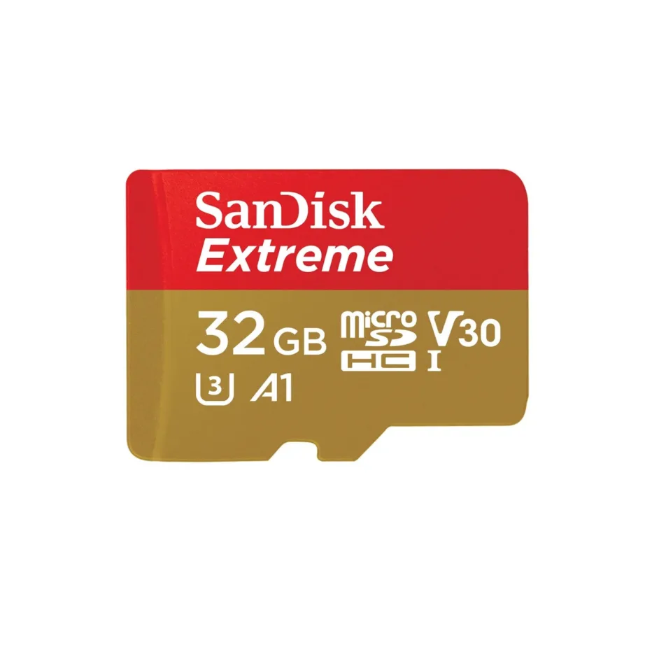 SanDisk Extreme SDSQXAF-032G-GN6AA 32GB UHS-I U3 V30 Class 10 microSDHC mälukaart 100MB/s lugemiskiirus, 60MB/s kirjutamiskiirus, veekindel, löögikindel, SD-adapteriga