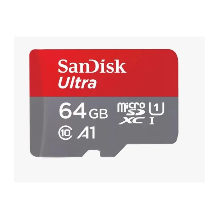 SanDisk SDSQUAB-064G-GN6MA 64GB microSDXC UHS-I A1 mälukaart 140 MB/s SD-adapteriga, hall/punane