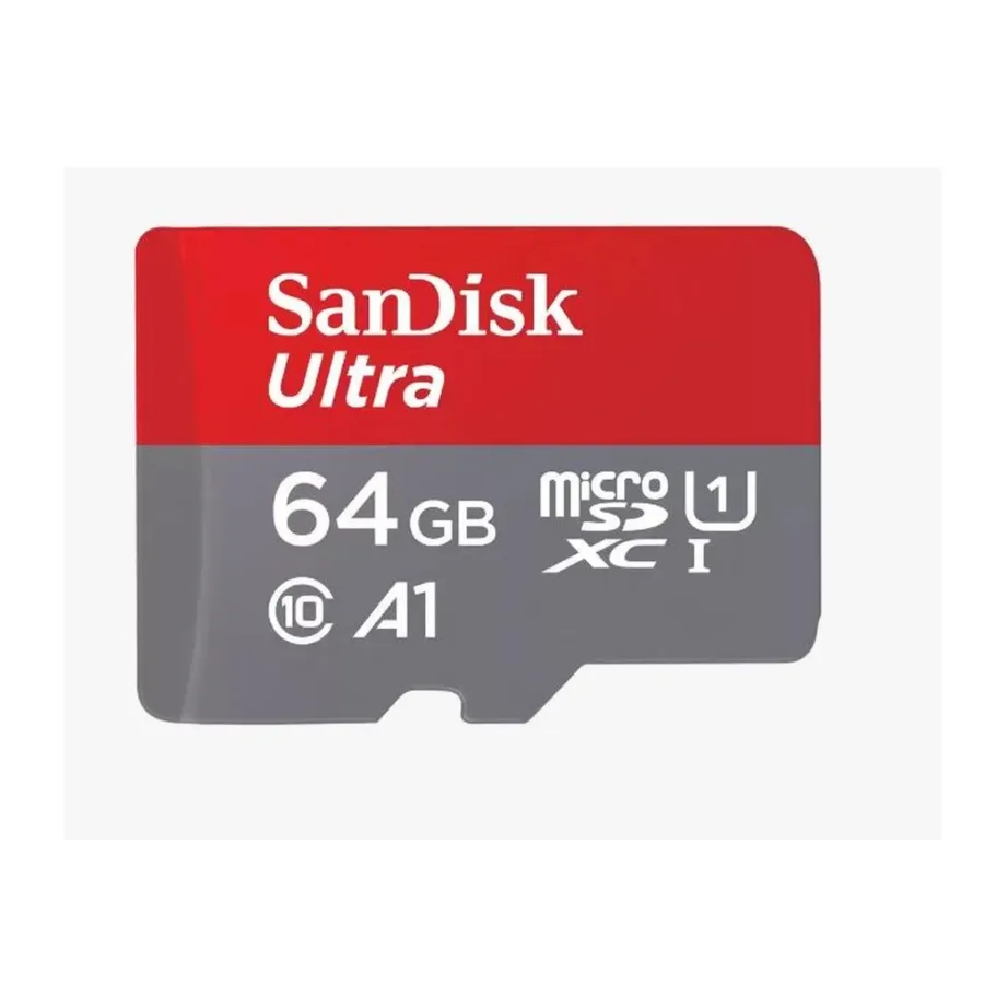 SanDisk SDSQUAB-064G-GN6MA 64GB microSDXC UHS-I A1 mälukaart 140 MB/s SD-adapteriga, hall/punane