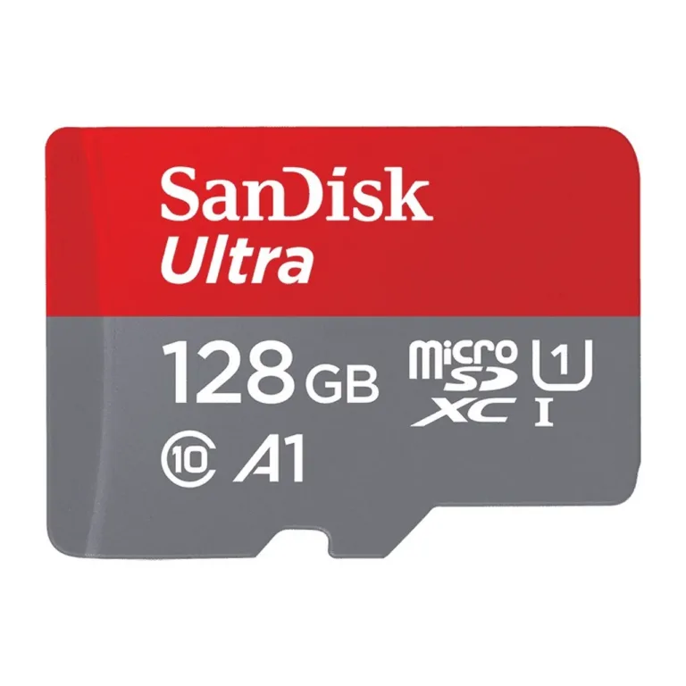 SanDisk SDSQUNR-128G-GN6MN 128GB microSDXC UHS-I Class 10 mälukaart, 100 MB/s lugemiskiirus, punane/hall