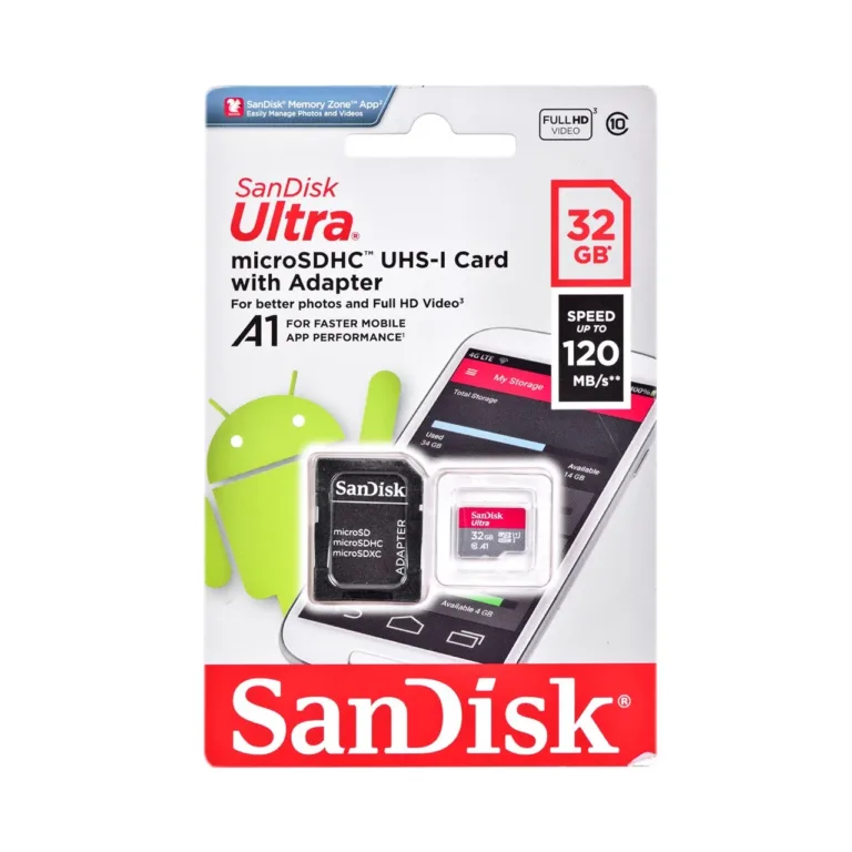 SanDisk Ultra SDSQUA4-032G-GN6MA 32 GB MicroSDHC Class 10 UHS-I mälukaart SD-adapteriga