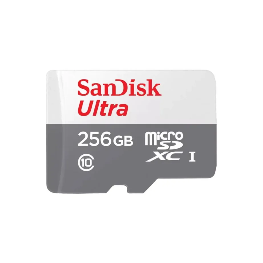 SanDisk Ultra SDSQUNR-256G-GN3MN 256 GB microSDXC UHS-I Class 10 mälukaart, 100 MB/s lugemiskiirus, 1 tk, hall/valge